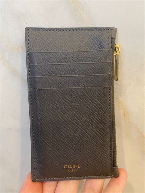 Women's Zipped compact card holder in grained calfskin